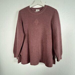 Chat Charmant Womens Mohair Silk Wool Crew Neck Sweater Medium Mauve Pullover